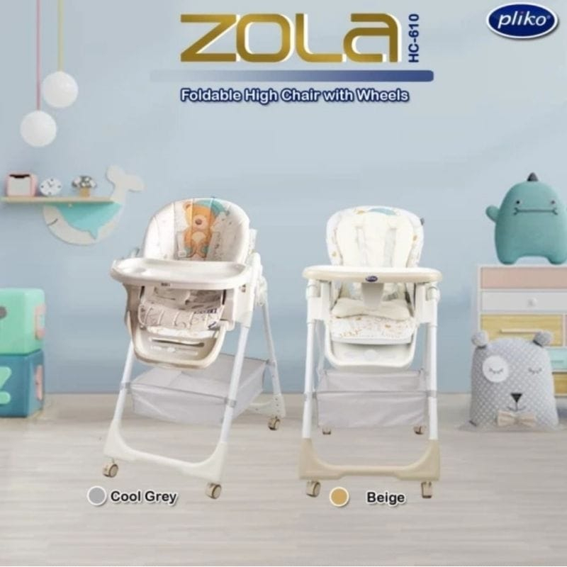 Pliko High Chair Zola HC610 With Wheels - Kursi Makan Bayi