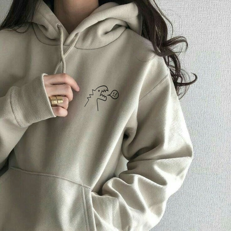 Parisdivarious Sweater Hoodie Jemper Logo Dino Bahan Fleece Size S - XXL (Pria &amp; Wanita)