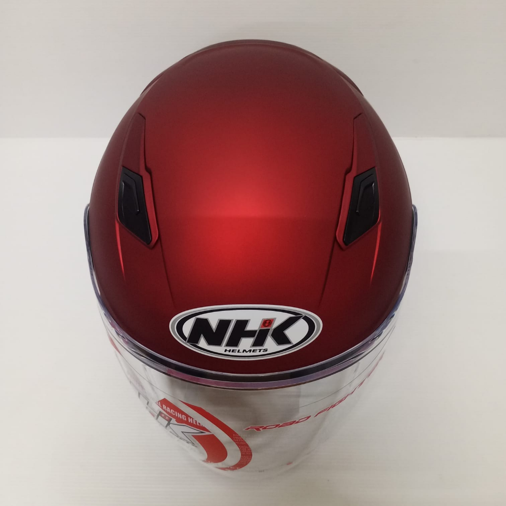 NHK HELM R1 ELITE SOLID ROYAL RED DOFF SINGLE VISOR HALF FACE NHK ELITE