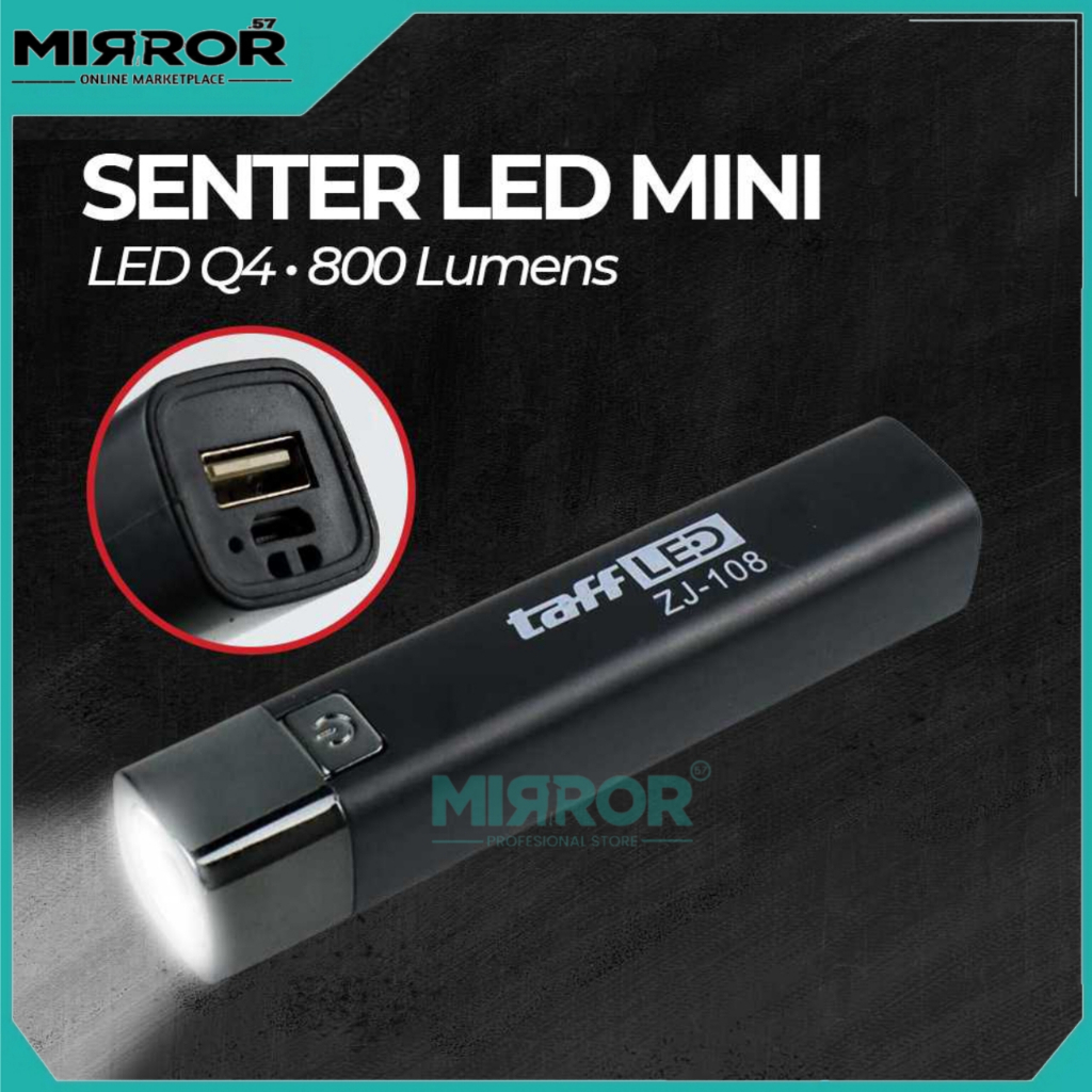 Senter LED Mini Flashlight Bright USB Rechargerable 5W 800 Lumens Bisa Di Cas