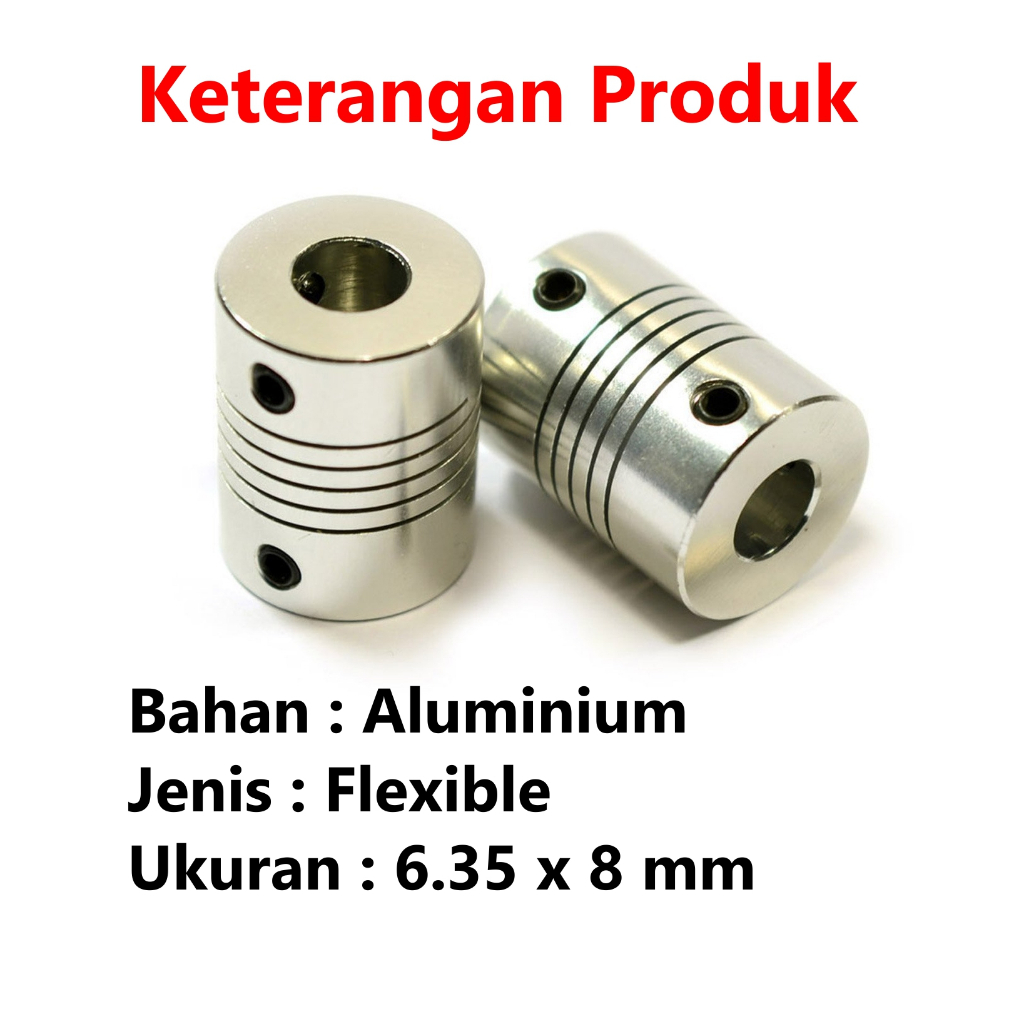 [HAEBOT] Shaft Flexible Coupler D19 L25 6.35x8 6.35mmx8mm CNC 3D Printer Coupling Mesin Penghubung Shaft Nema Fleksibel Aluminium Motor Konektor