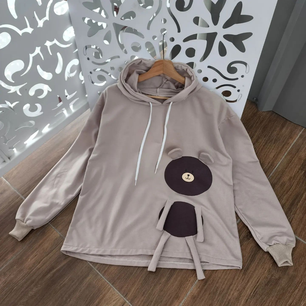 SWEATER HOODIE LUCU BERUANG 3D | HOODIE LUCU WANITA OVERSIZE JUMBO | HOODIE SWEATER LUCU KOREAN STYL