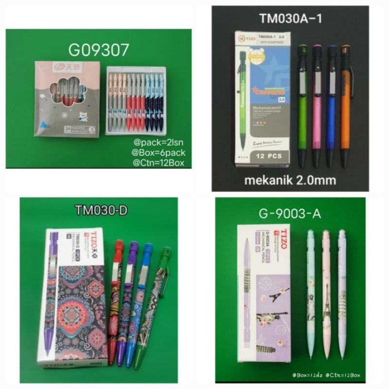 

1 Lusin/ 12 Pcs PENSIL MEKANIK 2.0 MM / PENSIL CETEK Karakter / tizo