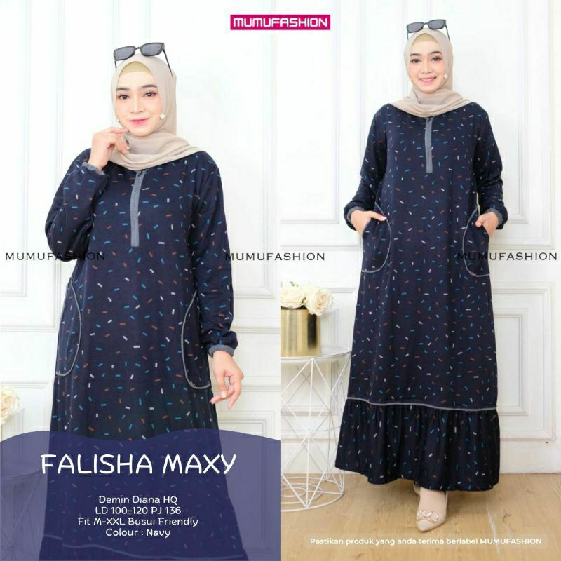 Gamis Diana Denim Premium Falisha Maxy by Mumu Fashion Solo