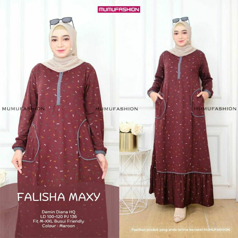 Gamis Diana Denim Premium Falisha Maxy by Mumu Fashion Solo