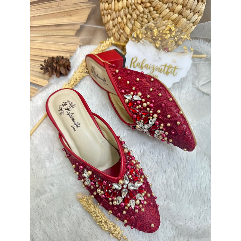 sepatu wanita wedding merah Marron 5cm tahu