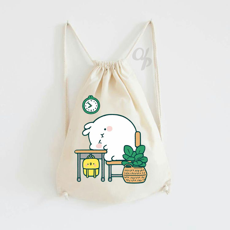 TAS SERUT KANVAS MOTIF Molang UNISEX Batch 4 DRAWSTRING BAG