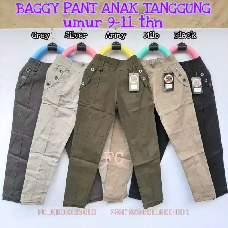 celana baggypants polos anak tanggung celana tartan anak umur 6 sampai 12 thn