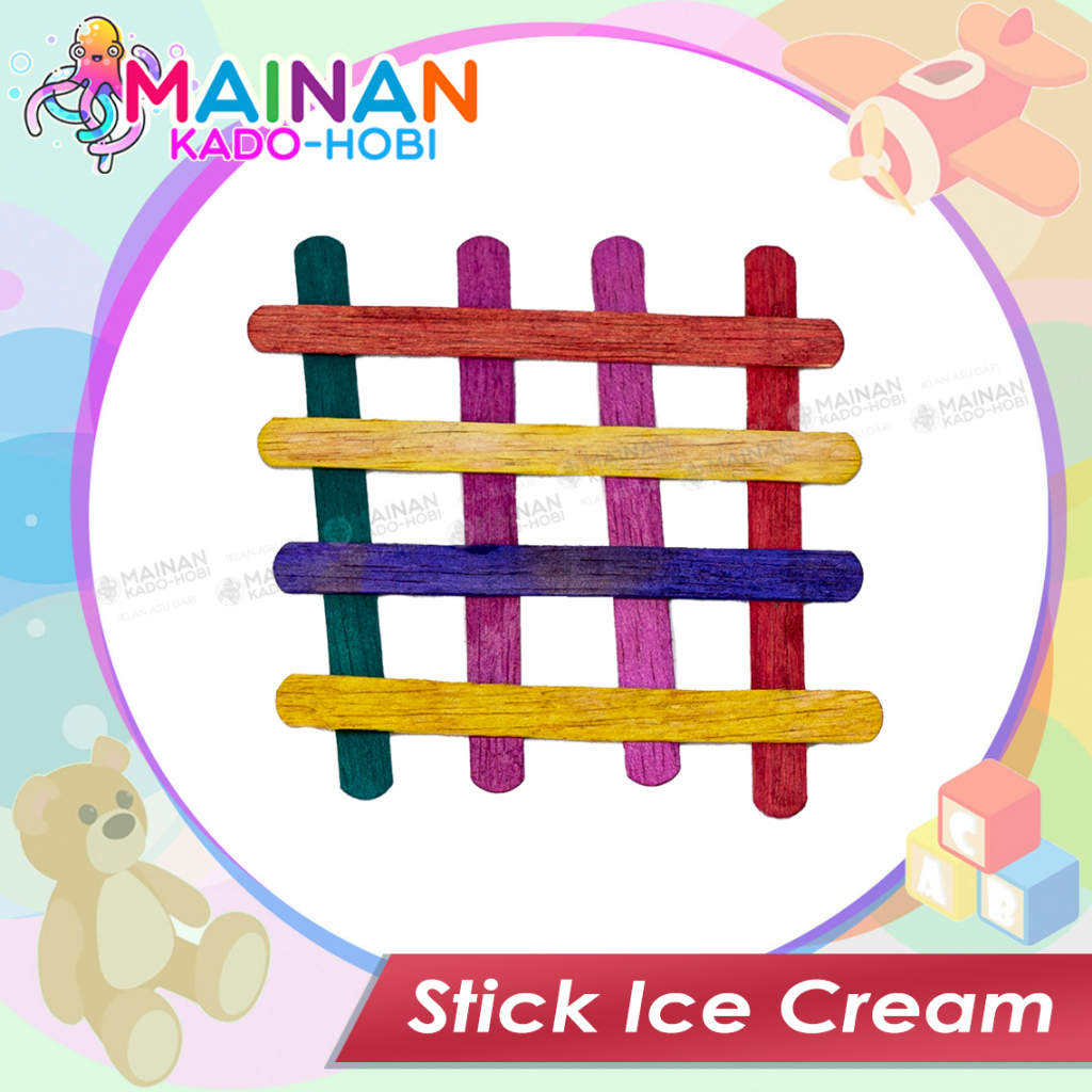 MAINAN ANAK TRADITIONAL STICK ES CREAM WARNA WARNI PUTIH