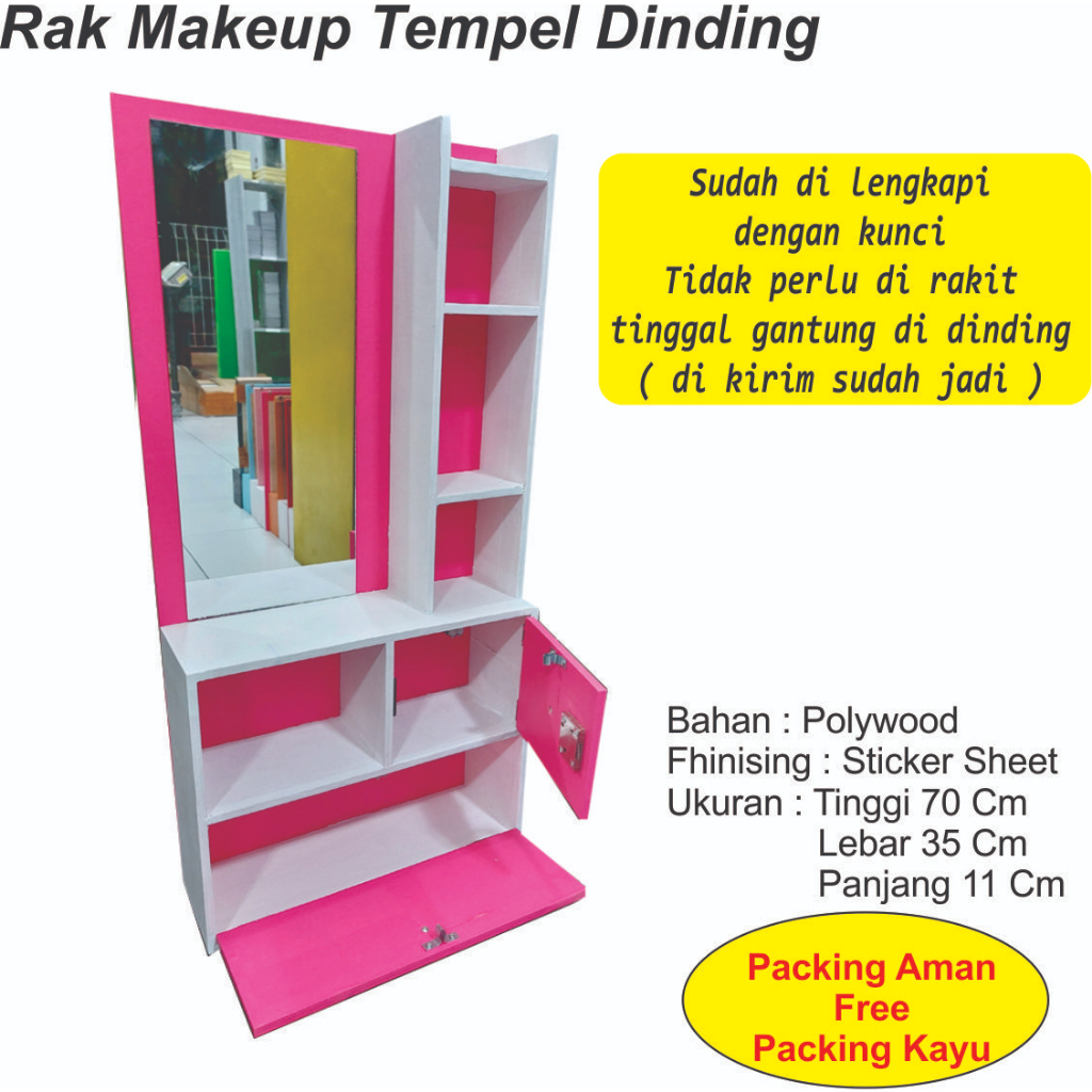 Rak Cermin Makeup Ukuran 70 x 35 Cm Rak Gantung Dinding