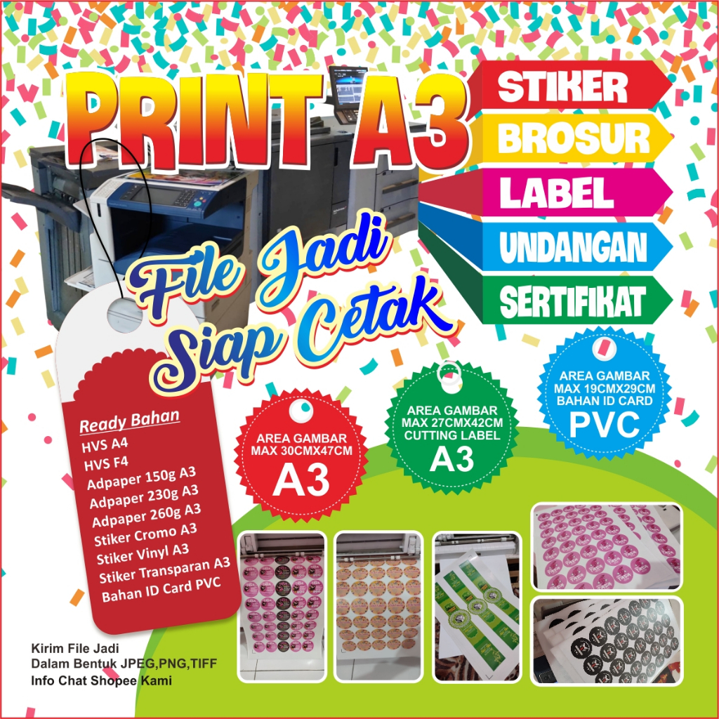 

Cetak Print Kertas Stiker A3 A4 F4