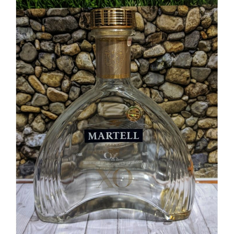 botol bekas minuman keras miras Martell XO botol premium rare pajangan hiasan rumah pajangan prakary