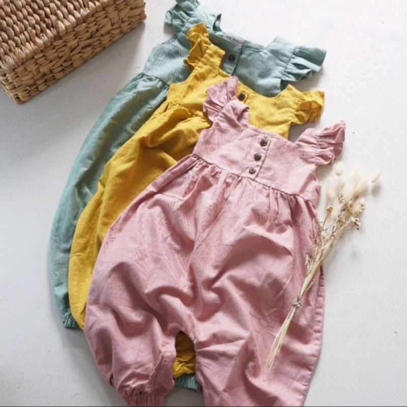 BAJU ANAK PEREMPUAN JUMPSUIT OVERALL PREMIUM LINEN