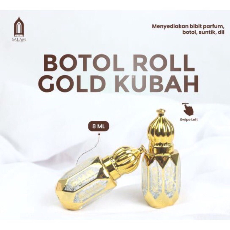 Botol  Roll ON Gold kubah 7ml / botol perfume antik gold saudi 7ml
