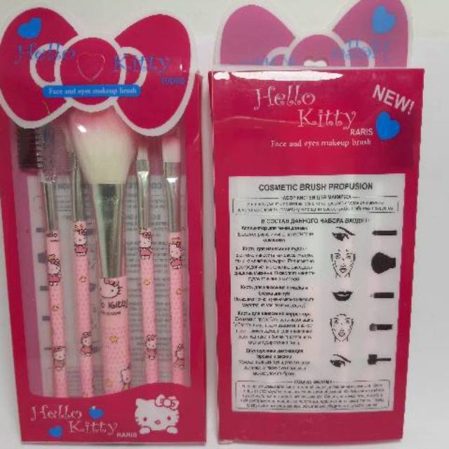 ✿ELYSABETHME✿ (1set isi 5) a͓̽k͓̽s͓̽e͓̽s͓̽o͓̽r͓̽i͓̽s͓̽ Hello kitty kuas mika brush makeup lembut import kualitas bagus tidak mudah rontok