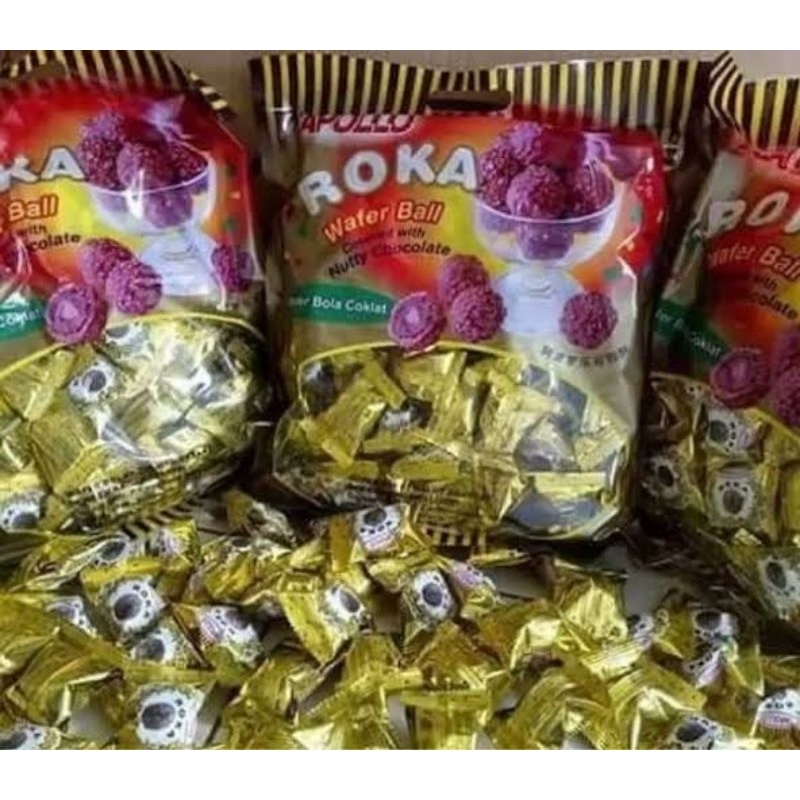 

Apollo Roka Chocolate Refil Wafer Ball 50pcs Roka Coklat