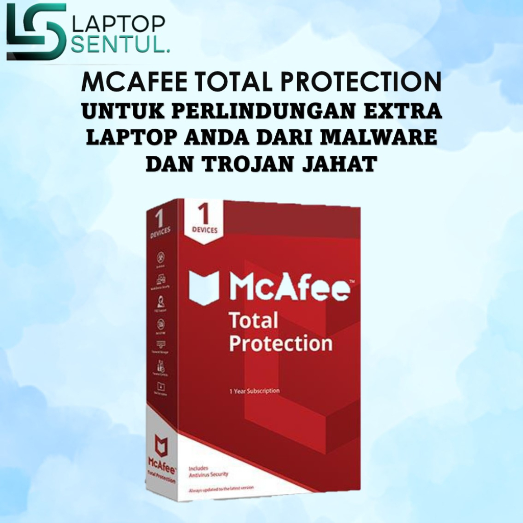 Antivirus ORIGINAL McAfee Total Protection untuk 1 Device - 1 Tahun