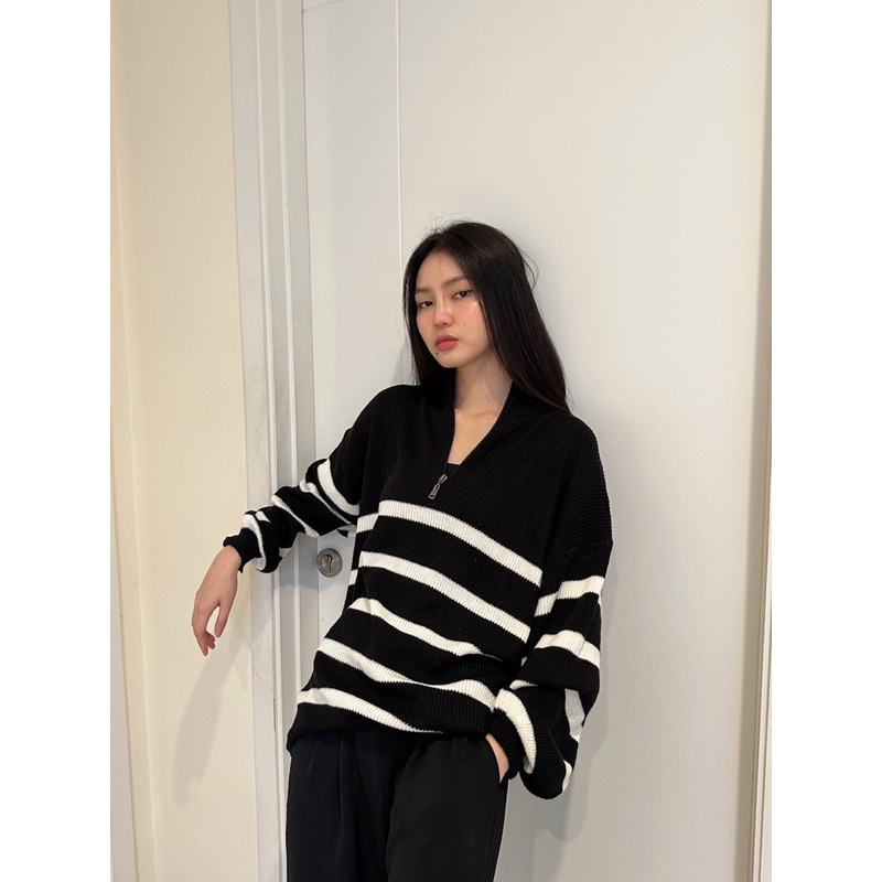 AGS’ Half-Zip Striped Knit