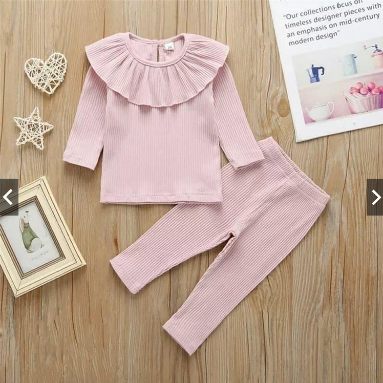 SETELAN ANAK ELISSA RIB Usia 1-5 thn / Set Anak Perempuan Lengan Panjang Ruffle Knit Rib