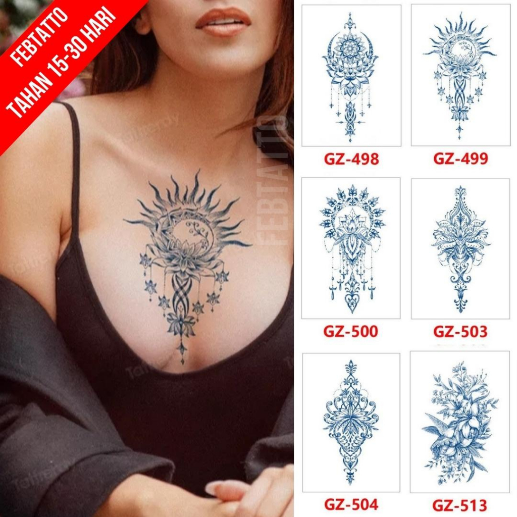 FRUIT INK Tato Semi Pemanent Tahan 1 Bulan Ukuran 11cmx18cmTato Lengan Tato Dada Tato tangan Tato Kaki Tato Punggung Tato Jari  Motif Aesthetic Tatto Temporary Stiker Tato Halal Grosir Tato air motif bunga dream catcher GZ 499