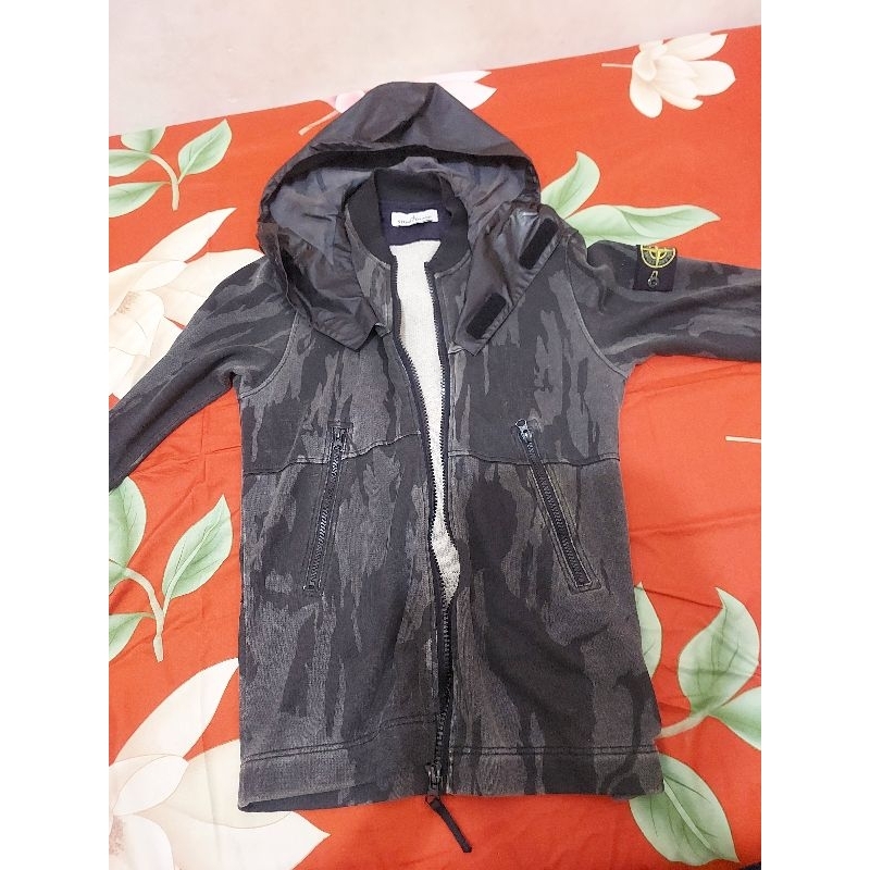 Stone Island flowing camo nylon hoodie