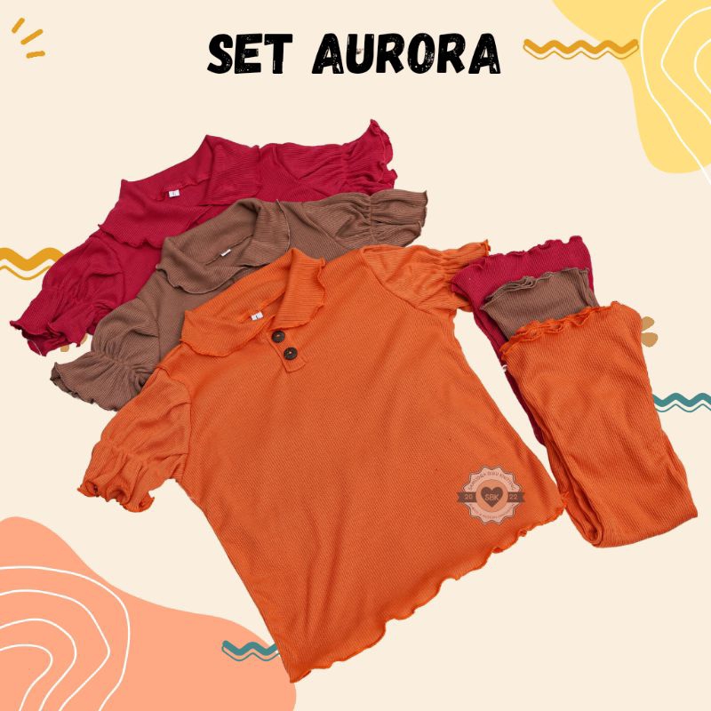 Baju Setelan Anak Perempuan AURORA Ruffle Knit Tee Rib Usia 1-5 Tahun