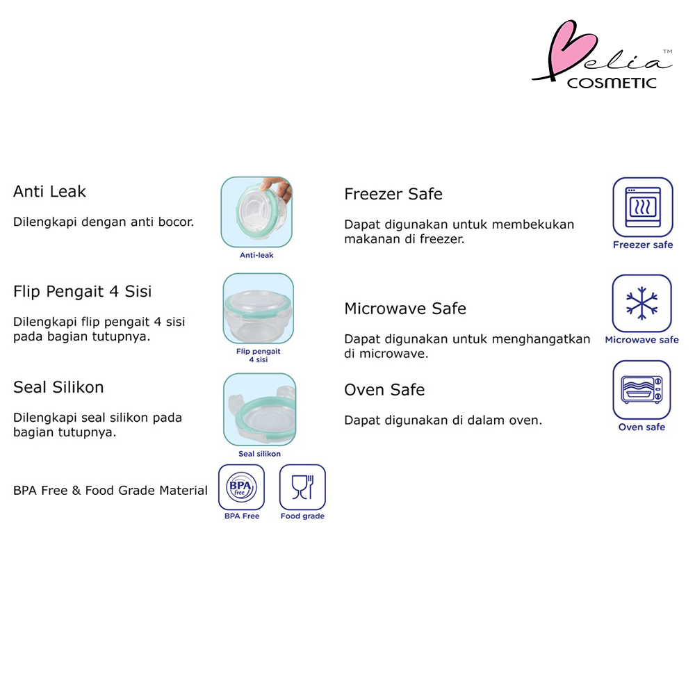 ❤ BELIA ❤ BABY SAFE Glass Borosilicate FC006 180ML | FC008 240ml | Baby Glass Food Container | Borosilicate Bowl | Wadah MPASI Bayi