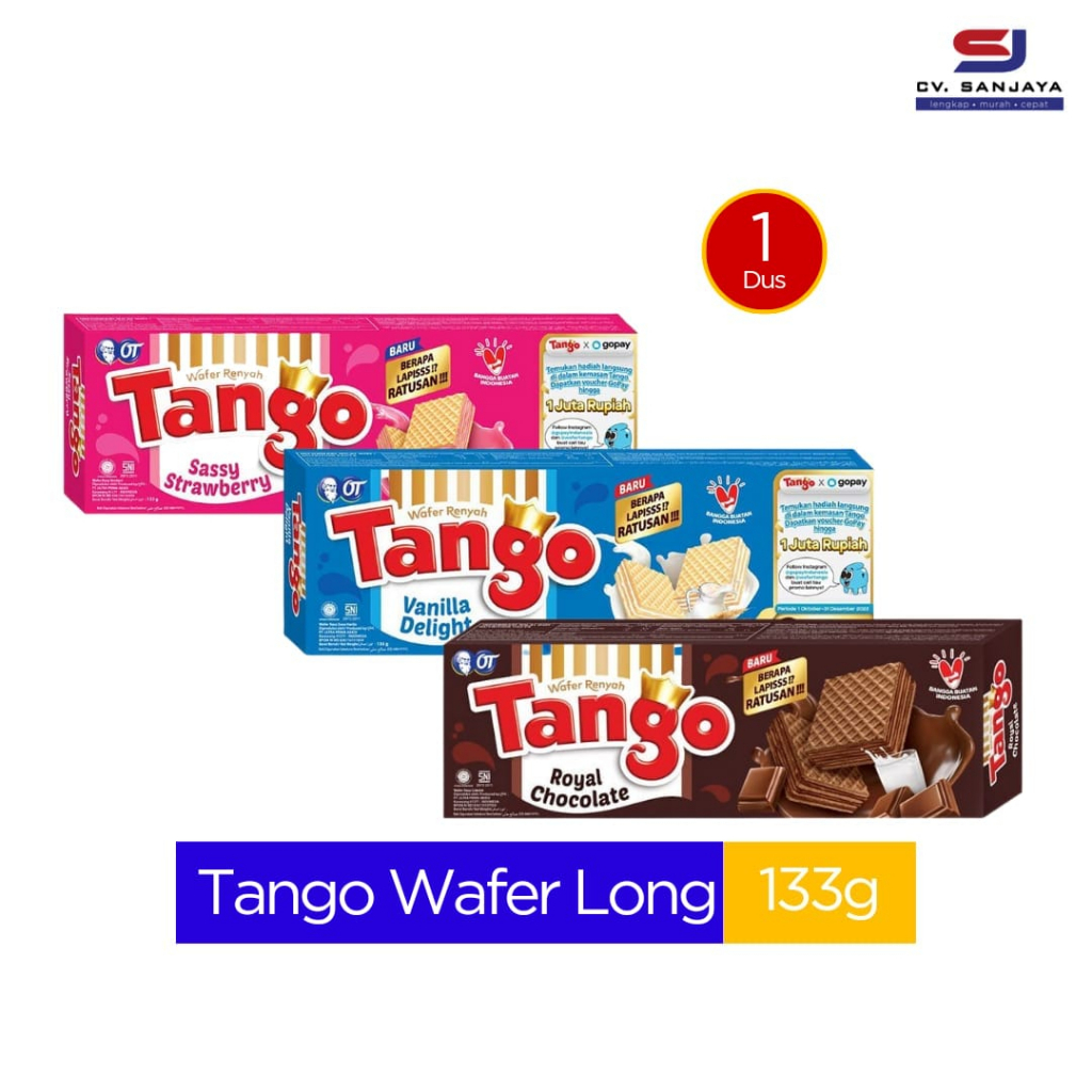 

Wafet Tango 133g | Wafer coklat wafer stroberi wafer vanila