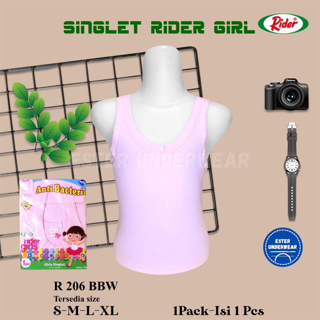 kaos singlet anak perempuan Rider R 206 BBW ISI-1PCS  Bahan Katun