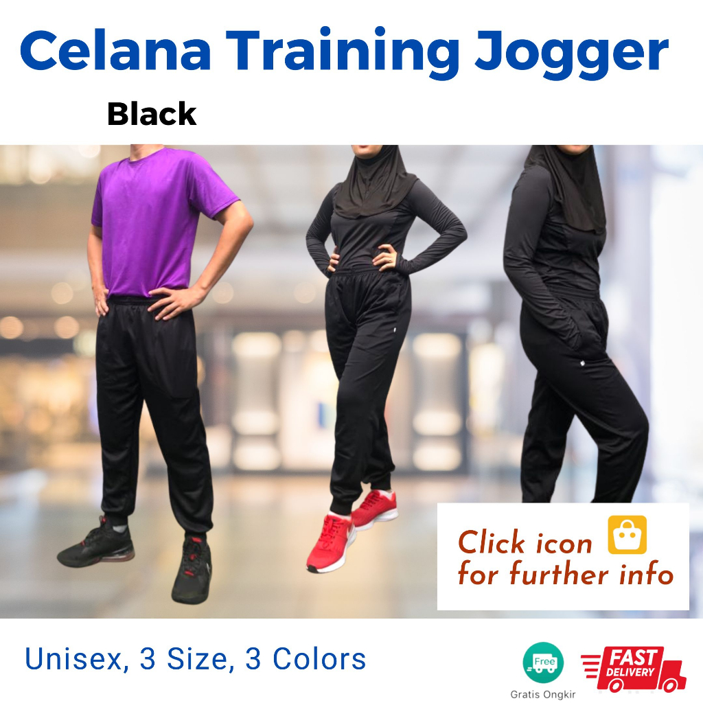 Celana Training Jogger Unisex 3 Warna 3 Size hingga XXXL Comfortable Quick Dry