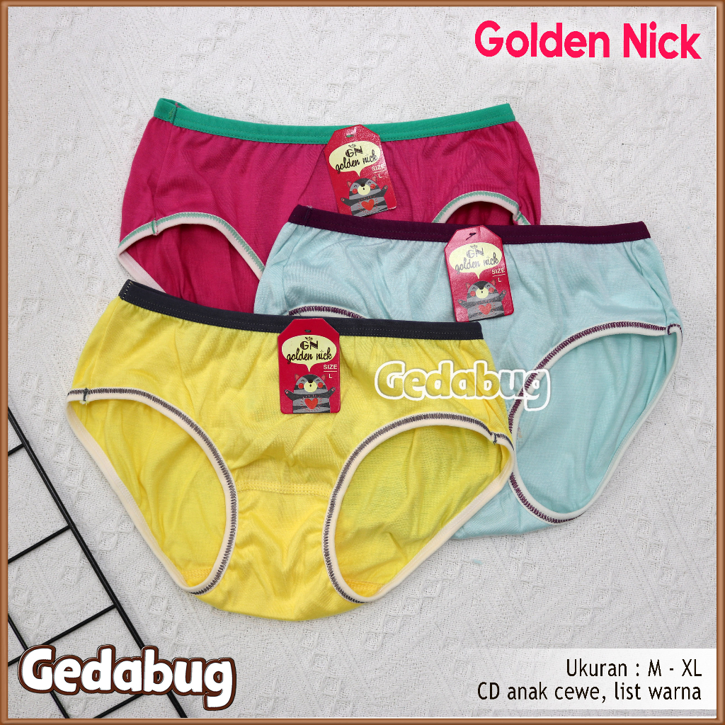 CD Golden Nick 054 List warna | Celana dalam anak Sablon | Gedabug