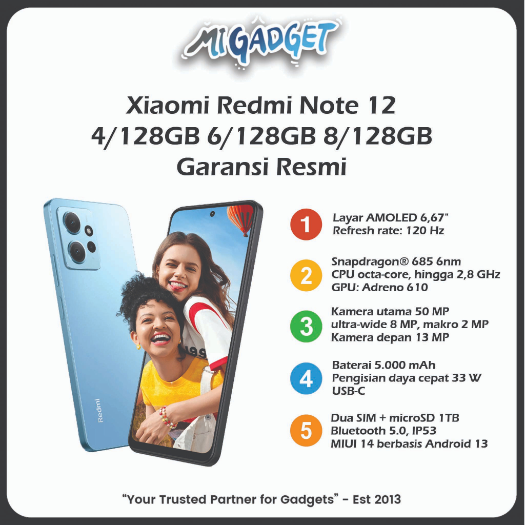 Redmi Note 12 4/128GB 6/128GB 8/128GB 8/256GB Garansi Resmi