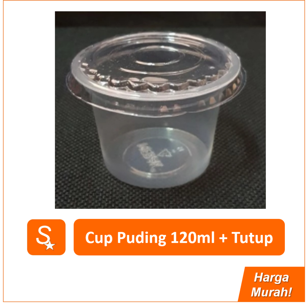 Cup Agar Puding 120 ml + Tutup (isi 50) / Gelas Plastik Jelly Es Krim