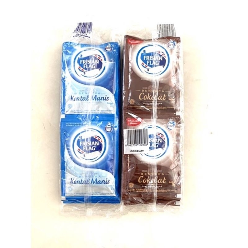 

FRISIAN FLAG SUSU KENTAL MANIS SUSU PUTIH & COKLAT ISI 6pcs/sachet