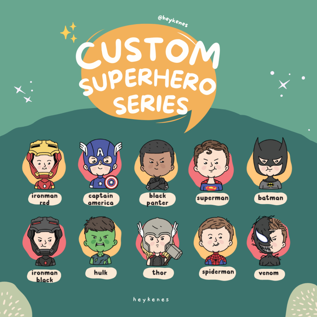 Heykenes Kaos Anak Custom Superhero 30s