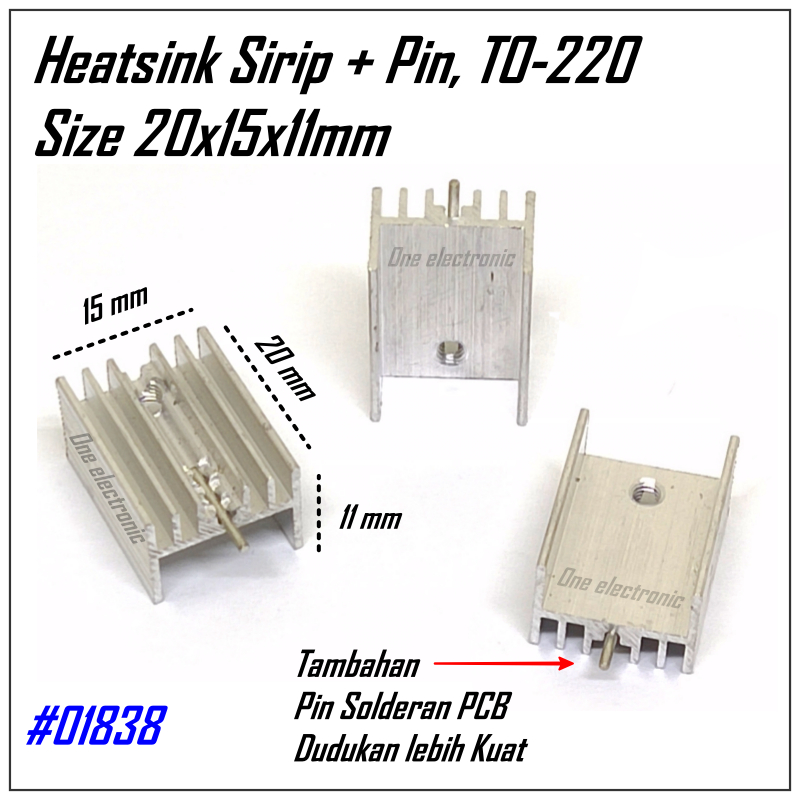 1Pcs Aluminium Heatsink Pendingin Regulator Transistor TO-220 D313 Tip41 42 Mosfet ic audio TDA2030 