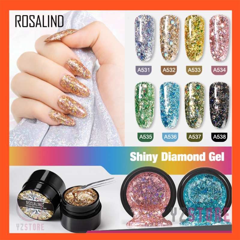 ROSALIND SHINY DIAMOND Gel Glitter Shinny Pot Kutek Nail Art Polish UV LED YZ156