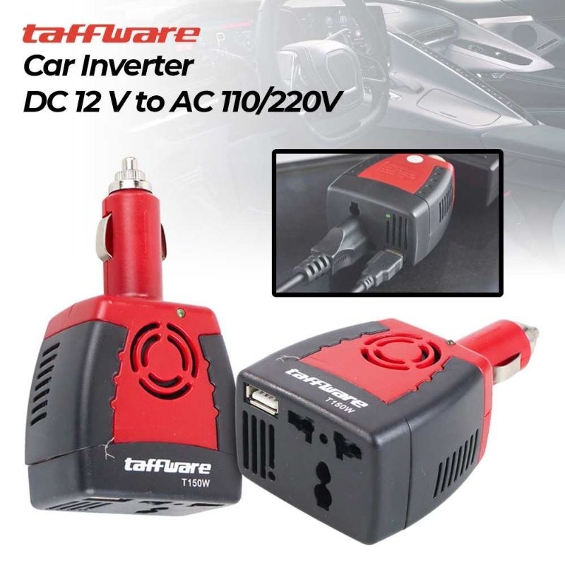 Taffware Power Car Inverter 150W 220V AC EU Plug 5V USB Charger T150w