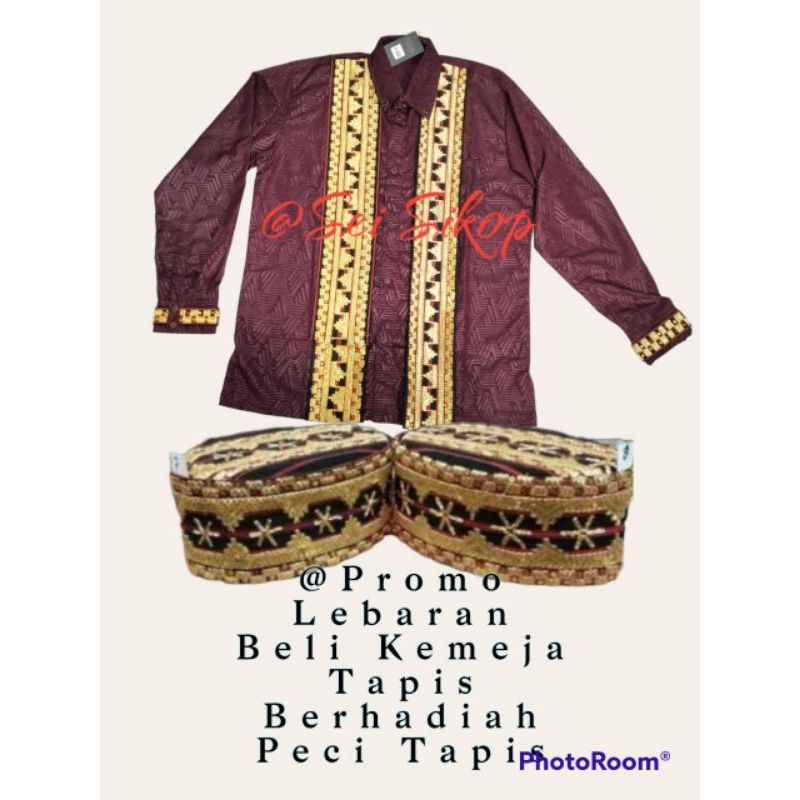 Atasan Pria Tapis Lampung Premium bonus Peci Tapis
