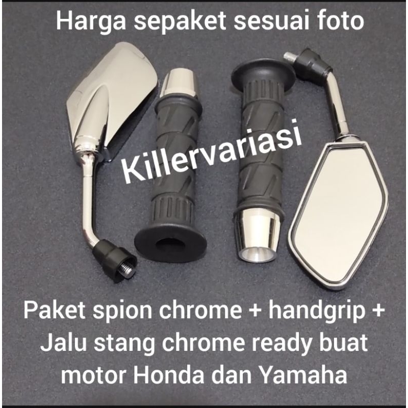 PROMO PAKET SPION + HANDGRIP + JALU STANG CHROME MIO BEAT VARIO 110/125/150 SUPRA JUPITER VEGA KHARISMA VIXION DLL