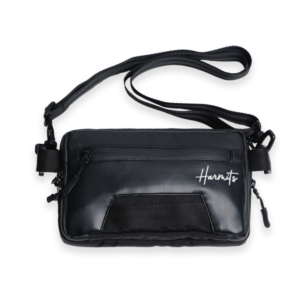 Harmits Project ETHEROOT Clutch Pria Warna Hitam Multifungsi (Hand bag + Sling bag + Hanging bag) Bahan Bimo Nilon Waterproof