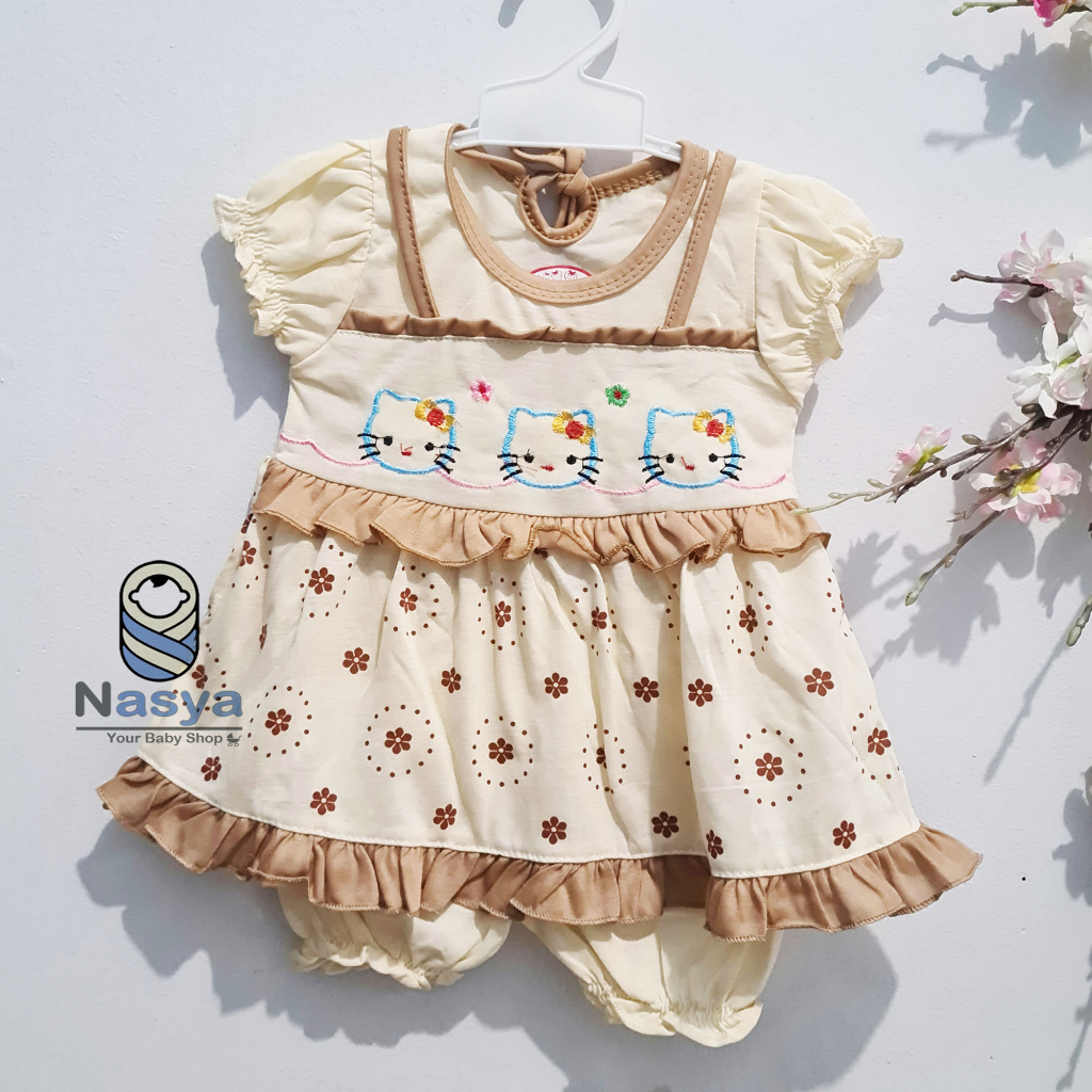 [N-020] Setelan baju bayi perempuan / baju anak 0-6 bulan dengan renda kecil