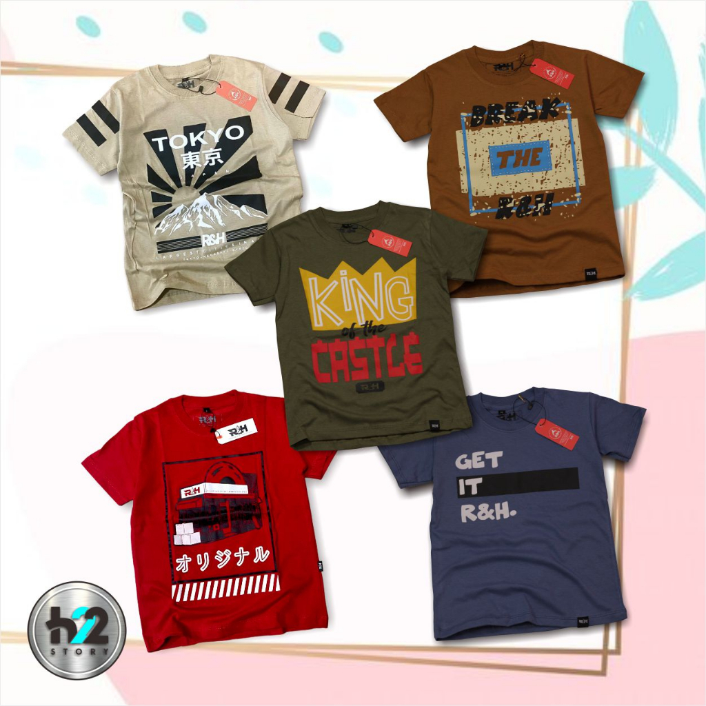 Paket Hemat Paket Usaha Kaos Distro Anak Laki-Laki Baju Atasan Anak Distro Bahan Cotton 30s Untuk Usia 1-12Tahun By H22Story