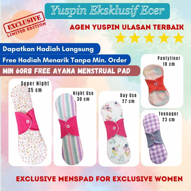 YUSPIN PEMBALUT KAIN MOTIF EKSKLUSIF ECER / ECERAN / SATUAN - New Mensped (Menstrual Pad) Murah