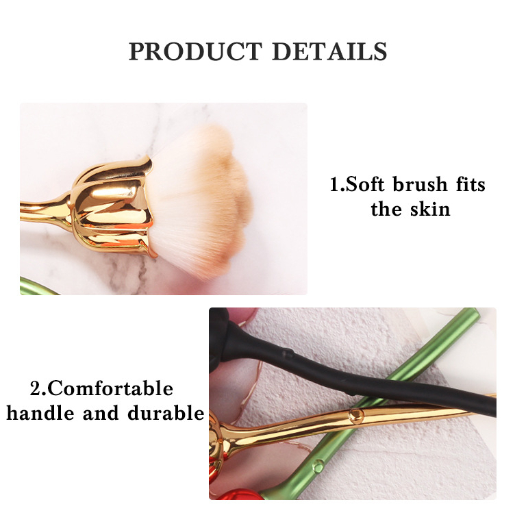 Flower dust brush premium / kuas sikat kuku nailart flower gold hiasan ruang tamu - Kuas Make Up Bentuk Rose Mawar / Rose Flower Unique Make Up Brush / Powder Brush