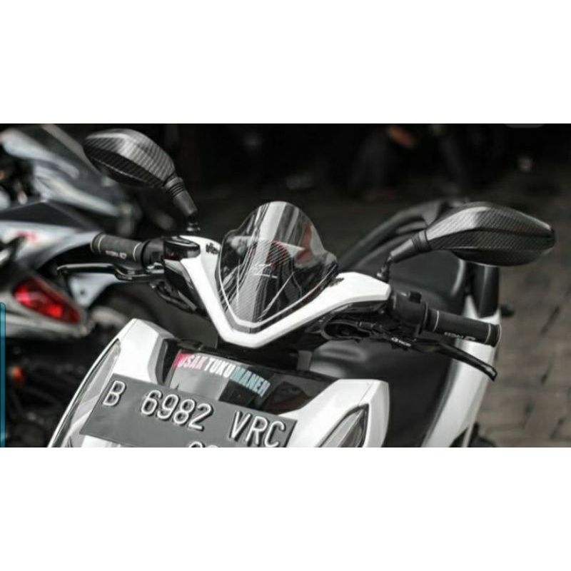 paket visor variasi model jenong honda vario 125 150 led plus kaca spion click hitam polos universal