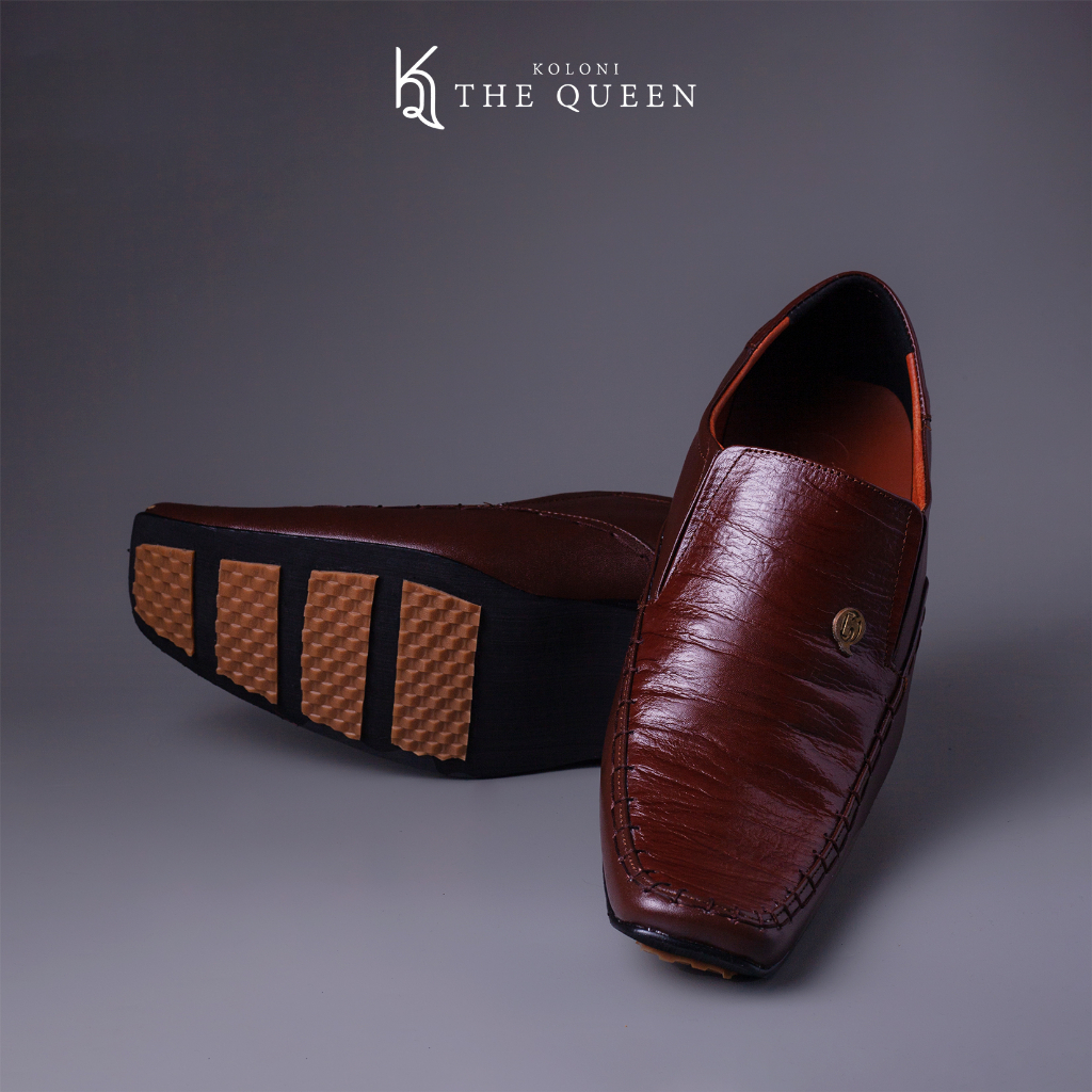 KQ Indonesia Sepatu Pantopel Pria K-501 Original Kulit Asli-Brown