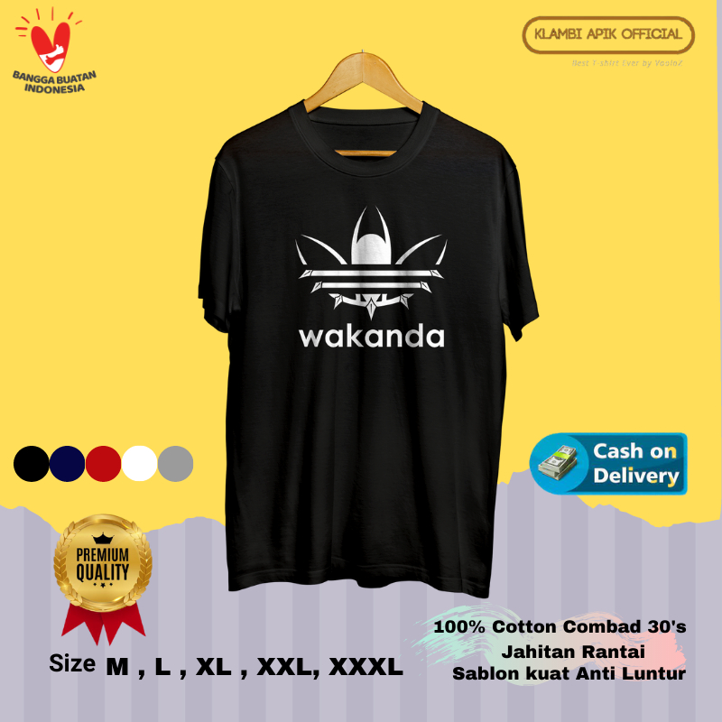 Outfit Santai Laki Laki Pria Kaos Distro Baju Atasan Kekinian Plesetan Wakanda Adid4s Lucu Kualitas 