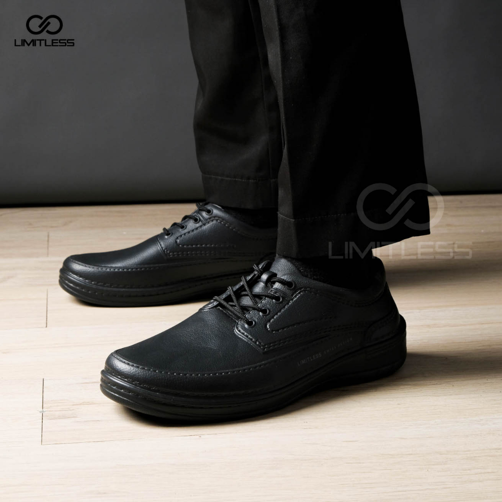 Sepatu Cowok Fantofel Kantor Sepatu Kerja Pria CRUZZ Pantofel Formal Full Black Premium Terbaru Tali