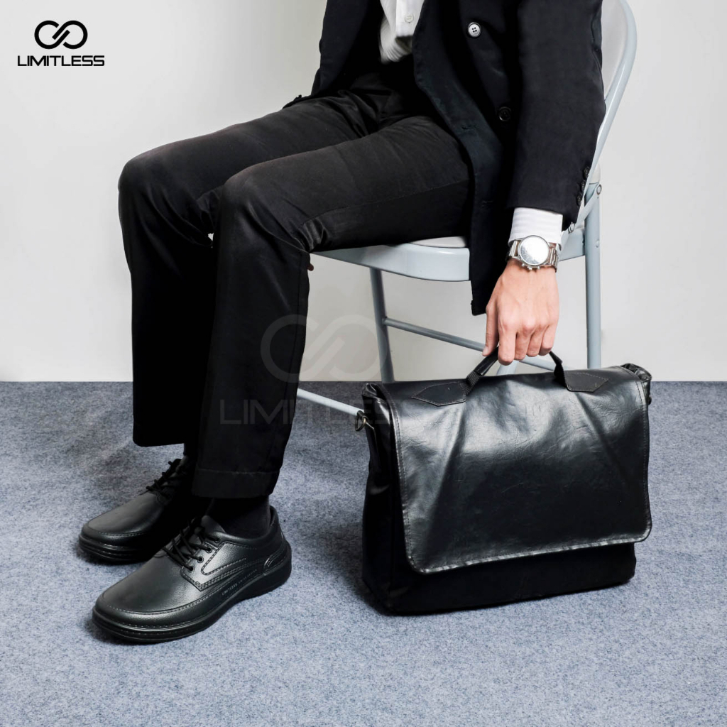 Sepatu Pantofel Kerja Cowok Bertali Formal Sepatu Fantofel Pria Kantor CRUZZ Premium Keren Hitam Casual Terbaru